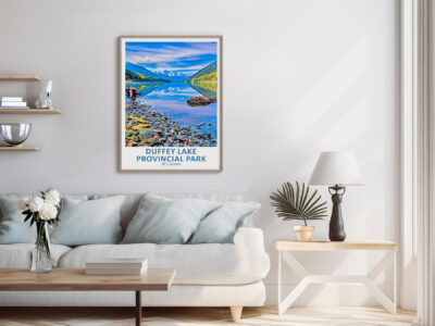 Duffey Lake Provincial Park poster in stylish living room.