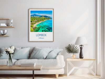 Modern living room with Lombok island photo.