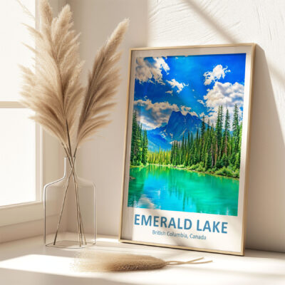 Emerald Lake poster in a sunlit room.