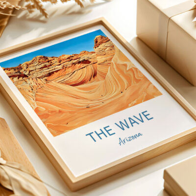 Framed photo of The Wave in Arizona desert.