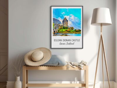 Room with Eilean Donan Castle picture and decor