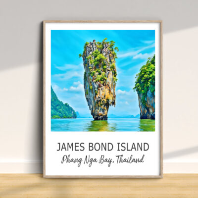 Framed artwork of James Bond Island, Thailand.