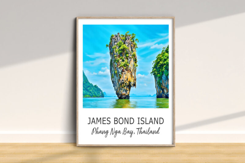 Framed artwork of James Bond Island, Thailand.