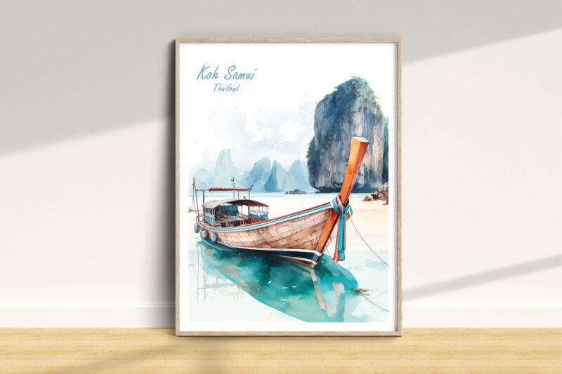 Koh Samui boat art, Thailand landscape theme