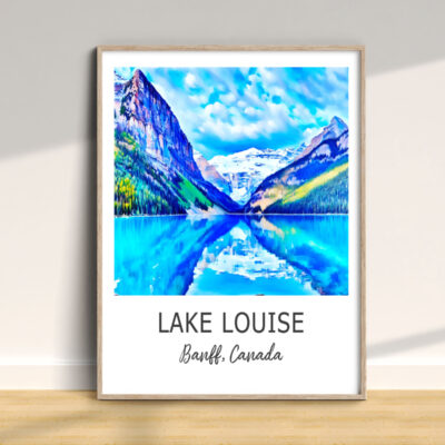Lake Louise art print, Banff, Canada landscape.