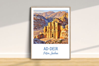 Framed Ad-Deir monument poster, Petra, Jordan.