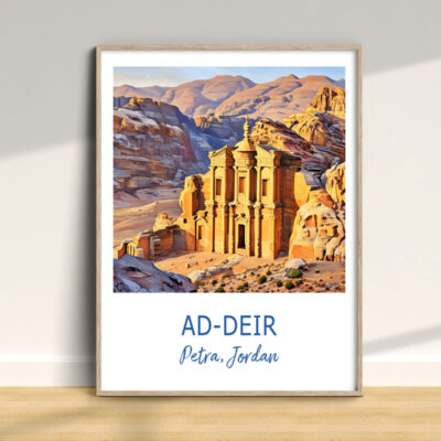 Framed Ad-Deir monument poster, Petra, Jordan.