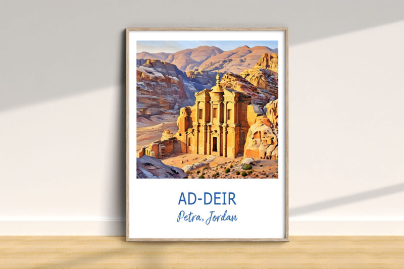 Framed Ad-Deir monument poster, Petra, Jordan.