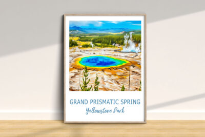 Grand Prismatic Spring poster in wooden frame