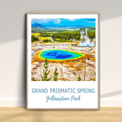 Grand Prismatic Spring poster in wooden frame