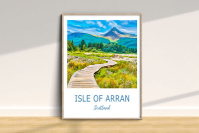 Isle of Arran scenic artwork in framed poster.
