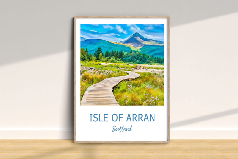 Isle of Arran scenic artwork in framed poster.