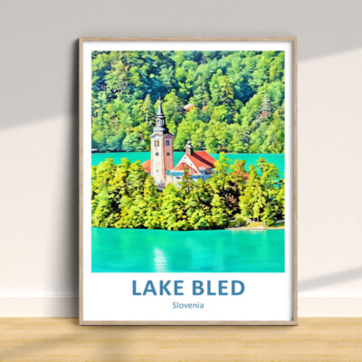 Lake Bled Slovenia framed poster on wall