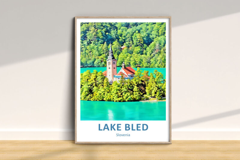 Lake Bled Slovenia framed poster on wall