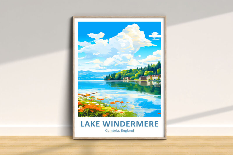Lake Windermere, Cumbria, England poster on wall.