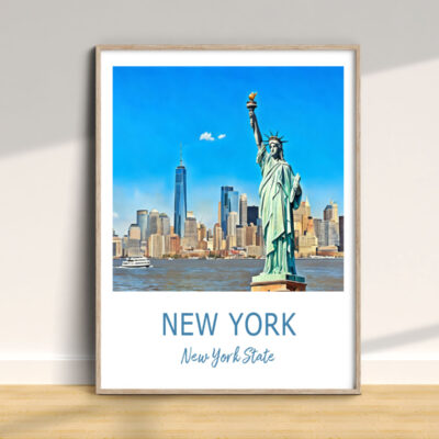 Statue of Liberty poster, New York skyline
