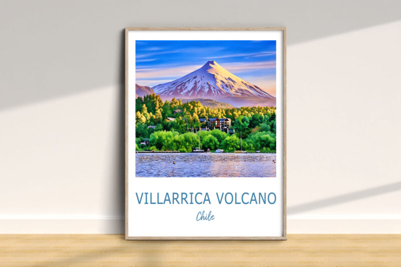 Villarrica Volcano framed print on wall