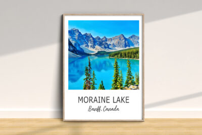 Framed Moraine Lake print in Banff, Canada
