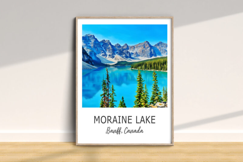 Framed Moraine Lake print in Banff, Canada