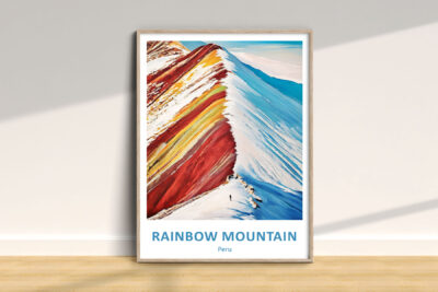 Framed artwork of Rainbow Mountain, Peru.