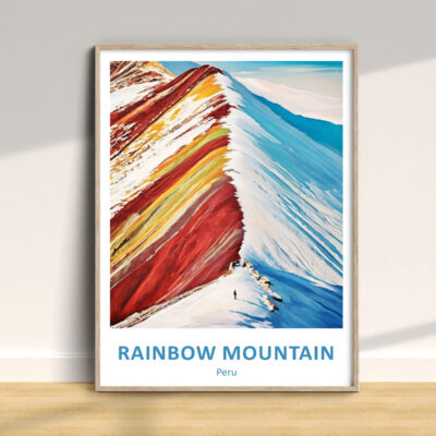 Framed artwork of Rainbow Mountain, Peru.