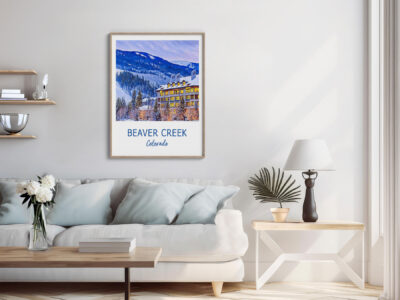 Cozy living room with Beaver Creek poster