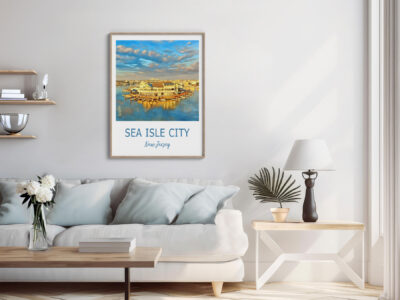 Living room with Sea Isle City poster.