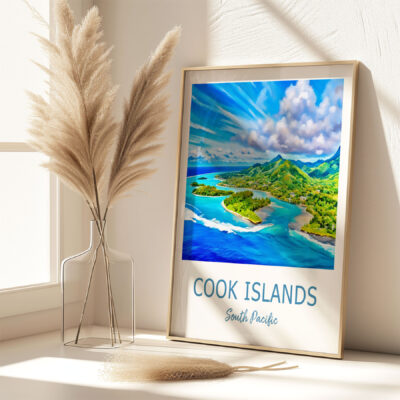 Cook Islands picturesque coastal artwork