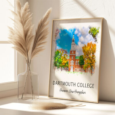Artistic Dartmouth College painting, Hanover, NH, with vase.
