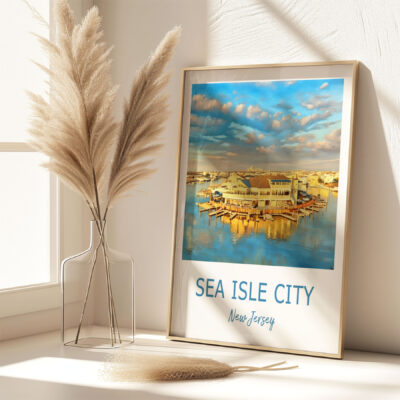 Sea Isle City poster on sunny windowsill