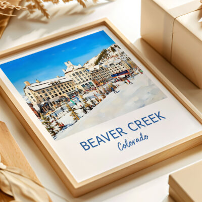 Beaver Creek winter scene with snowy mountain resort.