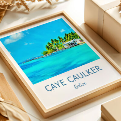 Caye Caulker tropical island print, Belize.