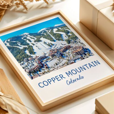 Copper Mountain Colorado framed artwork on table