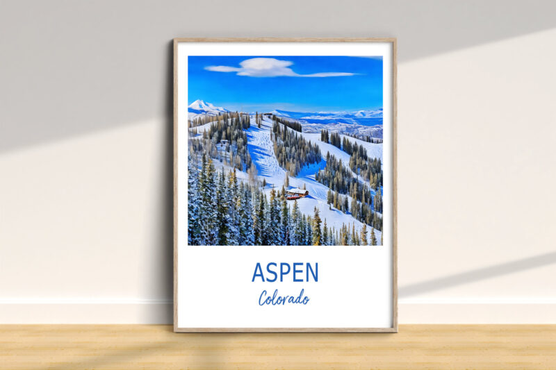 Aspen Colorado snowy mountain poster
