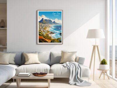 Modern living room with wall art and decor.