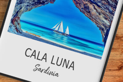 Sailboat on Cala Luna beach in Sardinia