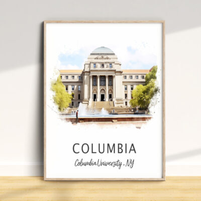 Columbia University building illustration in frame