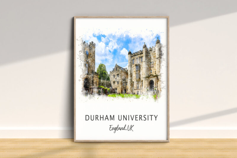 Durham University watercolor art, England, UK