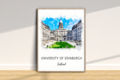 University of Edinburgh framed watercolor illustration
