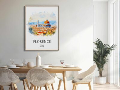 Dining room with Florence artwork and decor