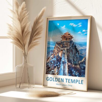 Golden Temple poster on sunny windowsill