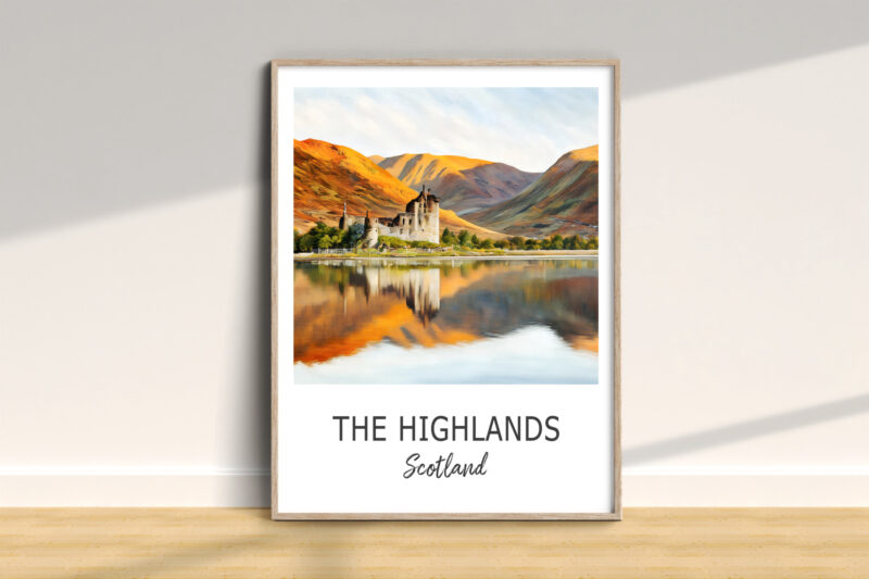Scotland Highlands poster on display