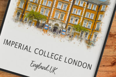 Imperial College London watercolor illustration, England, UK.