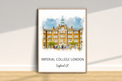 Imperial College London building illustration, England, UK.
