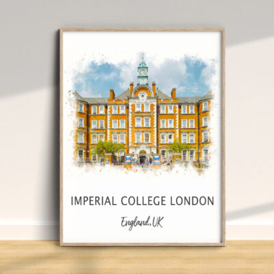 Imperial College London building illustration, England, UK.