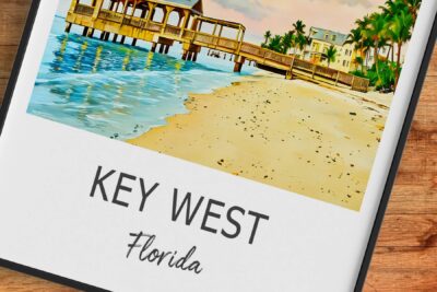 Key West beach and pier illustration