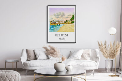 Cozy living room with Key West art print.