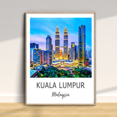 Framed Kuala Lumpur skyline at sunset