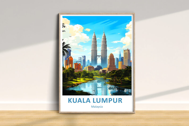 Kuala Lumpur skyline illustration with Petronas Towers.