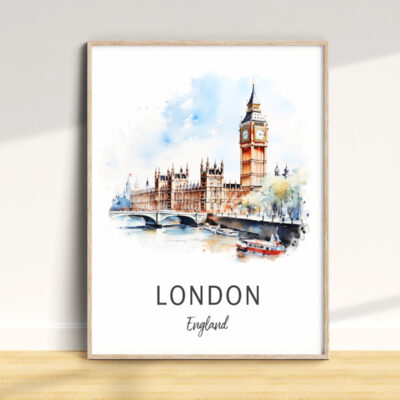 Watercolor painting of Big Ben, London.